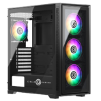 Circle Gaming Furious 360 Glass ARGB (E-ATX) Mid Tower Gaming Cabinet (Black)