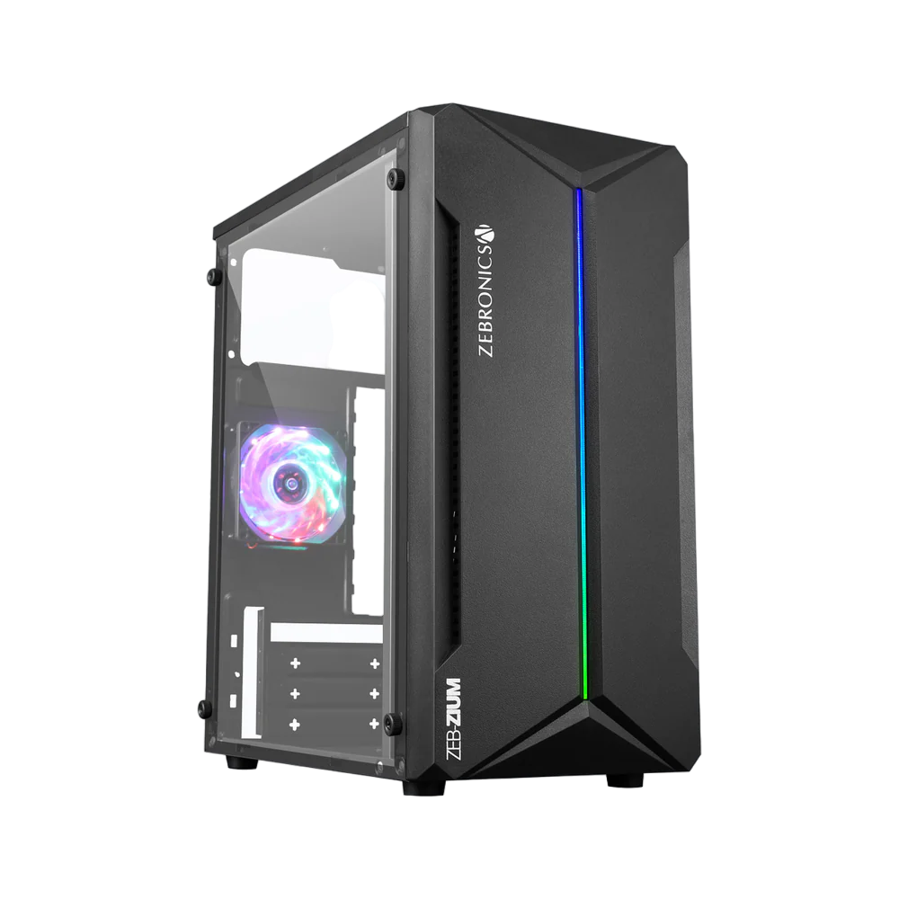 1-Photoroom Zebronics Zeb-Zium ATX Mid Tower Acrylic Side Panel Black Gaming Cabinet - Image 1