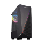 Zebronics Zeb-Slash ATX Mid Tower Front RGB LED Strip Tempered Glass Side Panel Black Gaming Cabinet With RGB Fan