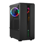 Zebronics Zeb-Troy ATX Mid Tower Front ARGB LED Strip Tempered Glass Side Panel Black Gaming Cabinet With RGB Fan