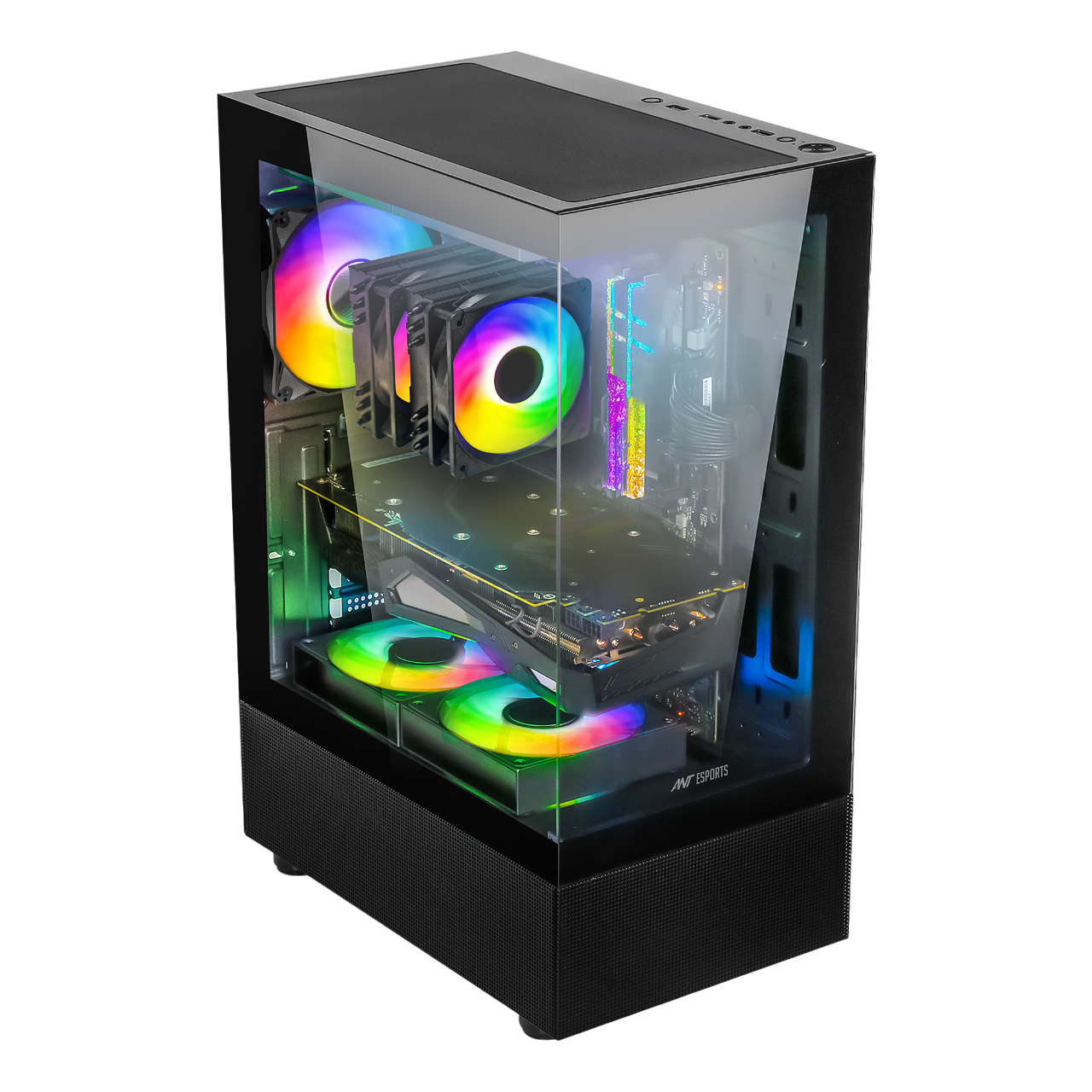 1-Photoroom Ant Esports Crystal X2 ARGB Gaming Cabinet – Black - Image 1