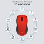 EVM Wired Optical Mouse (EVM M513,Red) - Image 3