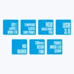 Zebronics Zeb-Troy ATX Mid Tower Front ARGB LED Strip Tempered Glass Side Panel Black Gaming Cabinet With RGB Fan - Image 5