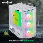 Frontech Xylo White Gaming Cabinet with Tampered Glass Side Panel (FT4285W) - Image 5