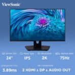 ViewSonic VX2480-2K-SHD 23.8 (24) Inch QHD 2k IPS Panel Monitor - Image 4