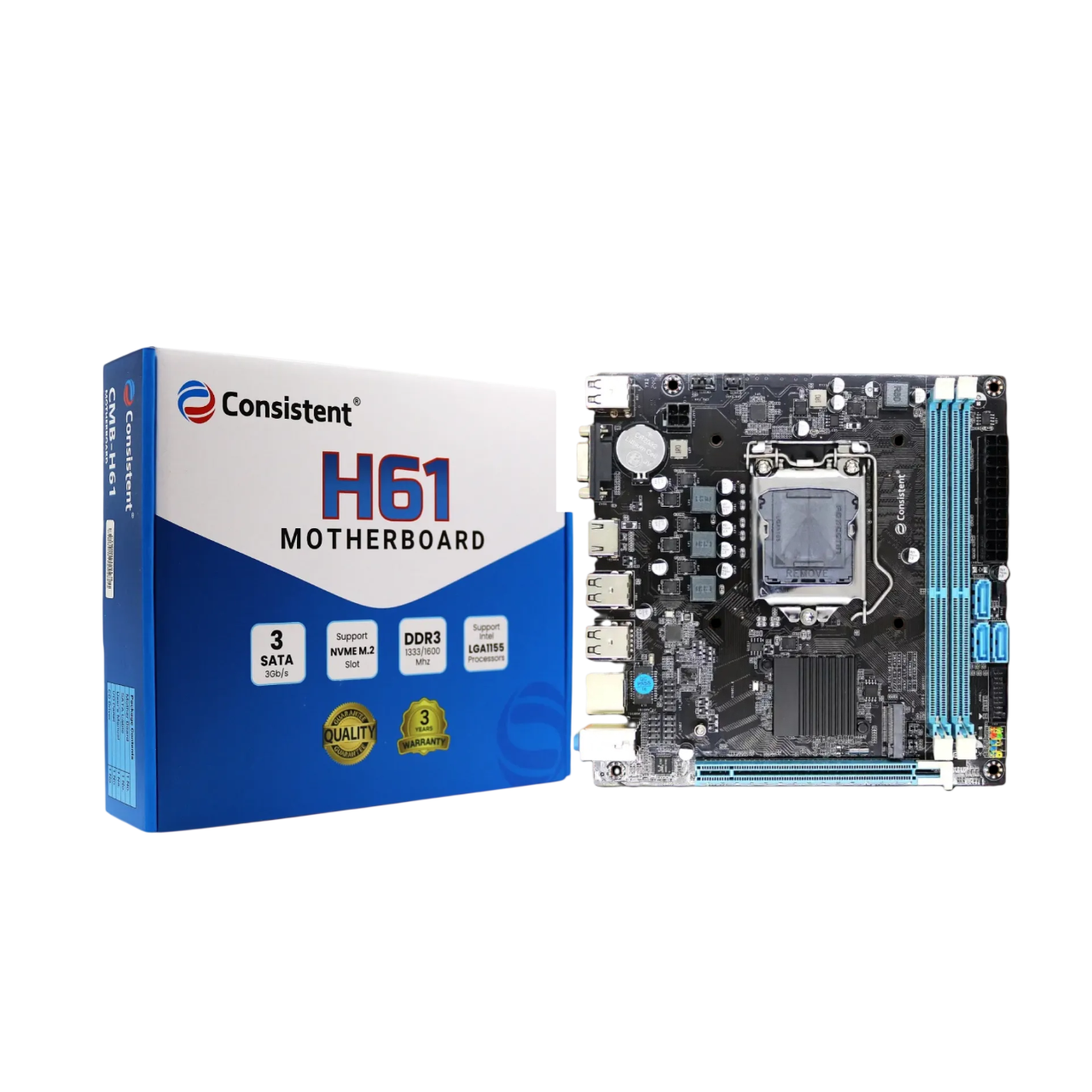 Untitled-Photoroom Consistent CMB-H61 H61 Motherboard with NVMe Slot (LGA1154) - Image 1