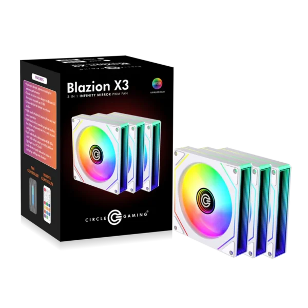 Circle Gaming Blazion X3 ARGB 3-Fan Kit White (with Controller)