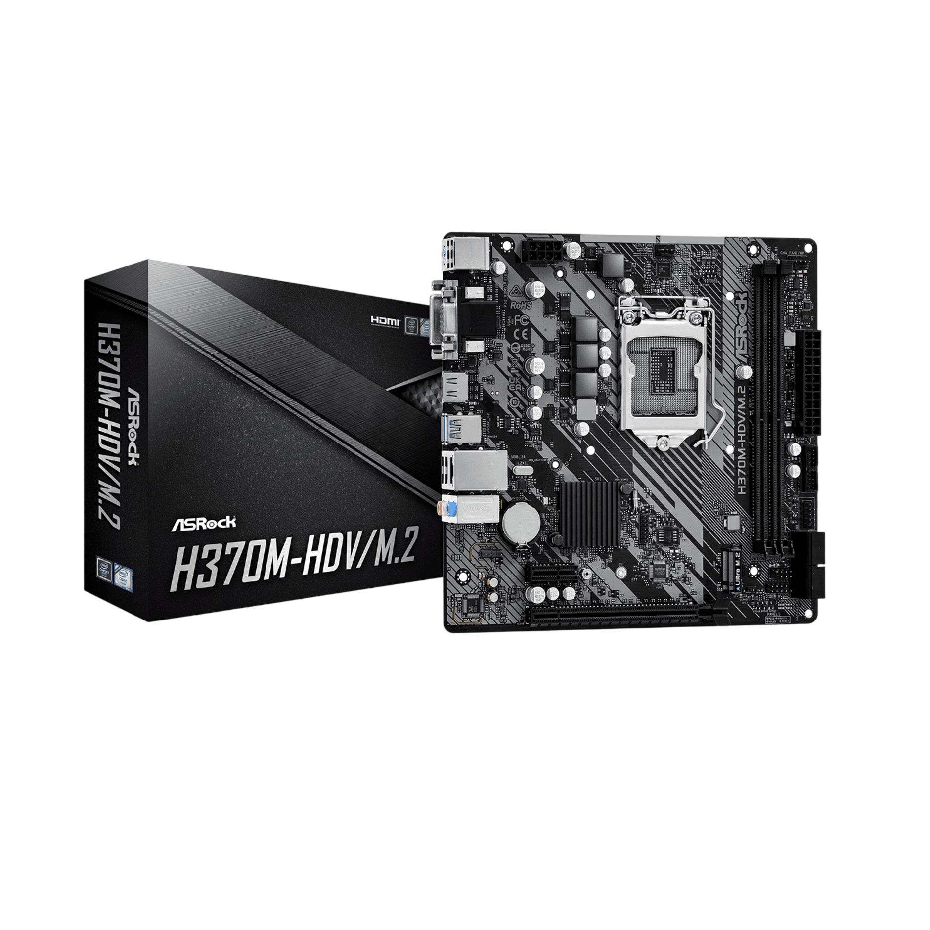 H370M-HDVM.2(L1)-Photoroom ASRock H370M-HDV/M.2 DDR4 M-ATX Motherboard (LGA1151) - Image 1