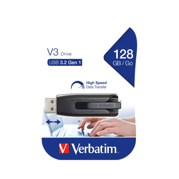Verbatim V3 Drive 128GB USB 3.2 Gen 1 Flash Drive (Black/Grey)