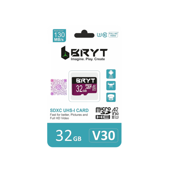 BRYT A2 V30 32GB Micro SD SDHC UHS-1 Memory Card
