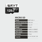 BRYT 128GB SDXC CL10 UHS-1 microSD Memory Card - Image 4